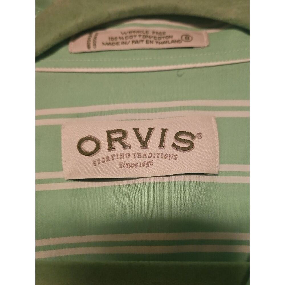Orvis Mint Green and White Striped Button-Down Shirt - Picture 3 of 6